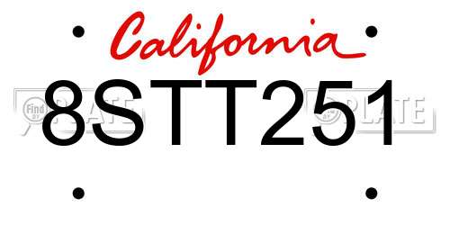 8STT251 California License Plate