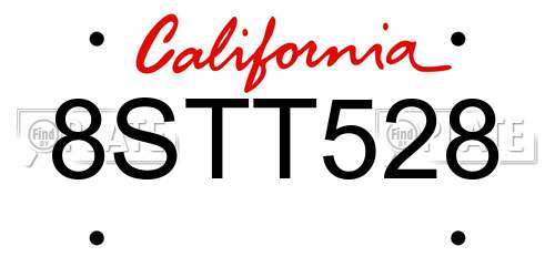 8STT528 California License Plate