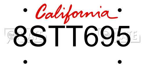 8STT695 California License Plate