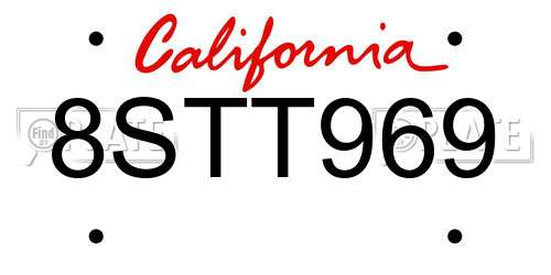 8STT969 California License Plate