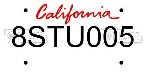 8STU005 California License Plate