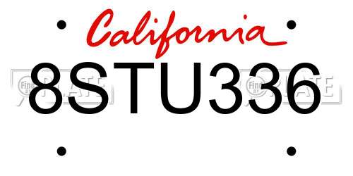 8STU336 California License Plate
