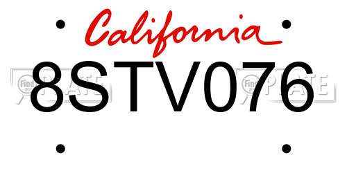 8STV076 California License Plate