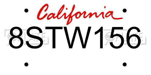 8STW156 California License Plate