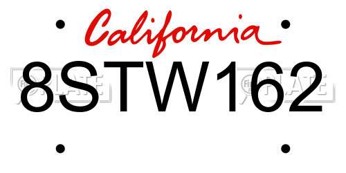 8STW162 California License Plate