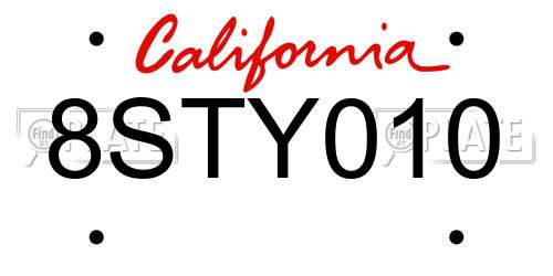 8STY010 California License Plate