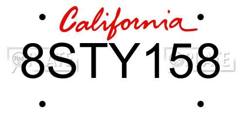 8STY158 California License Plate