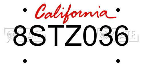 8STZ036 California License Plate