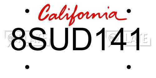 8SUD141 California License Plate