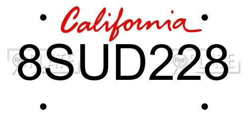 8SUD228 California License Plate