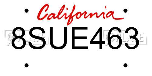 8SUE463 California License Plate