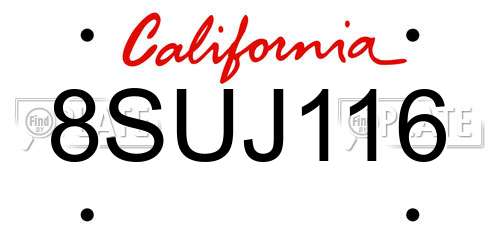 8SUJ116 California License Plate