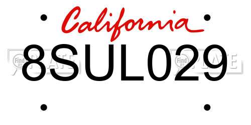 8SUL029 California License Plate