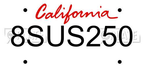 8SUS250 California License Plate