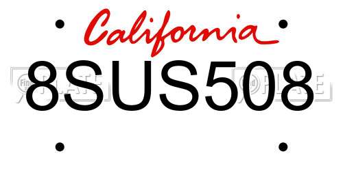 8SUS508 California License Plate