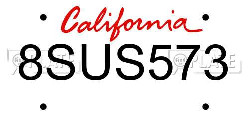 8SUS573 California License Plate