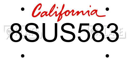 8SUS583 California License Plate