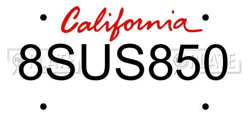 8SUS850 California License Plate