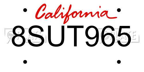 8SUT965 California License Plate
