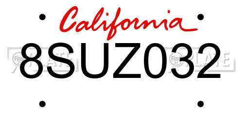 8SUZ032 California License Plate
