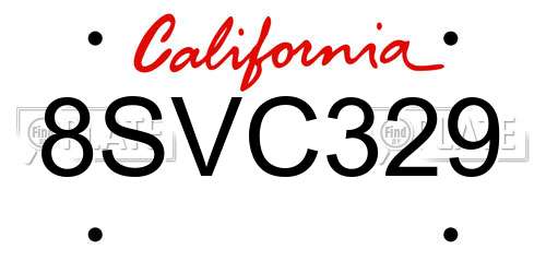 8SVC329 California License Plate