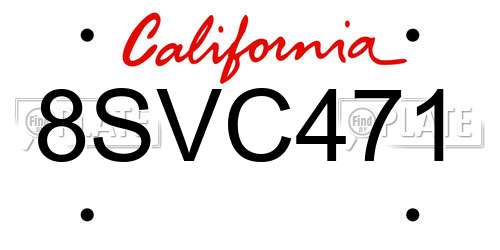 8SVC471 California License Plate