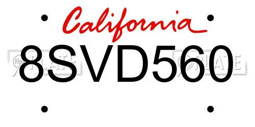 8SVD560 California License Plate