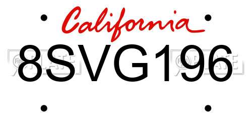 8SVG196 California License Plate