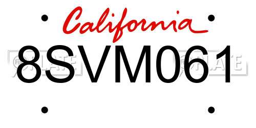 8SVM061 California License Plate