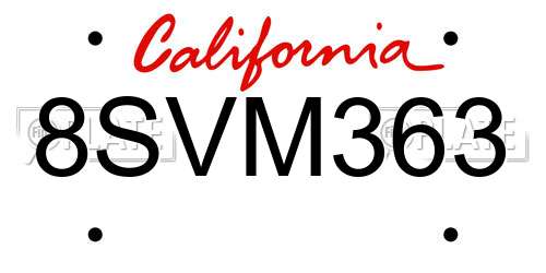 8SVM363 California License Plate
