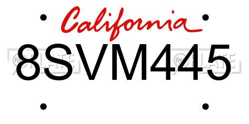 8SVM445 California License Plate