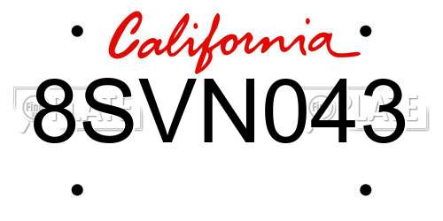 8SVN043 California License Plate