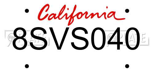 8SVS040 California License Plate