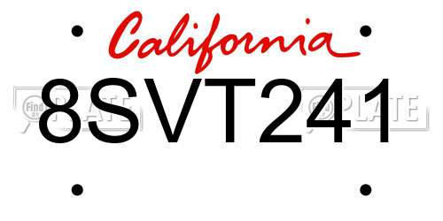 8SVT241 California License Plate