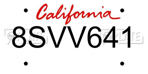 8SVV641 California License Plate