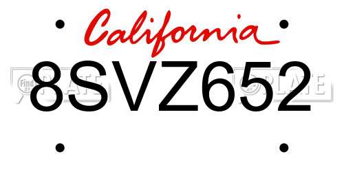 8SVZ652 California License Plate