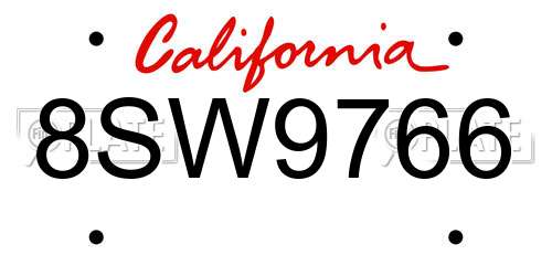 8SW9766 California License Plate