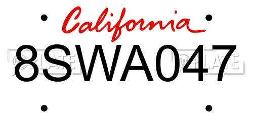 8SWA047 California License Plate