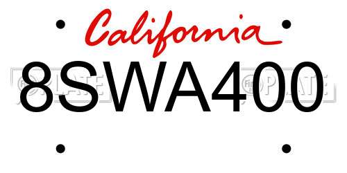 8SWA400 California License Plate