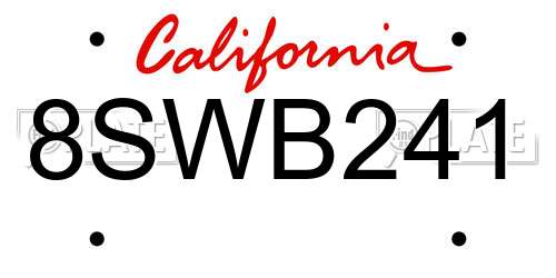 8SWB241 California License Plate