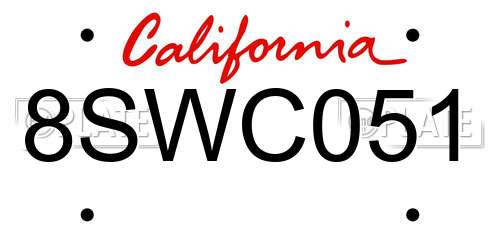 8SWC051 California License Plate