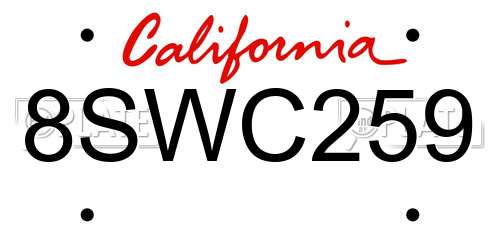 8SWC259 California License Plate
