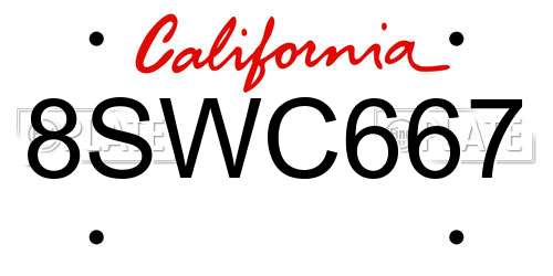 8SWC667 California License Plate