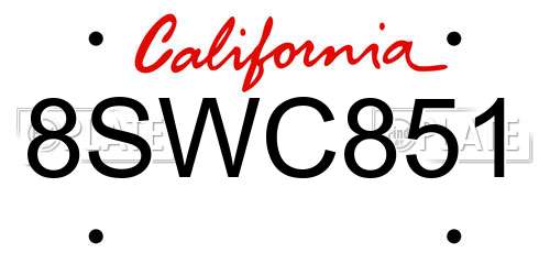 8SWC851 California License Plate