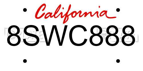 8SWC888 California License Plate