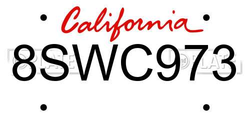 8SWC973 California License Plate