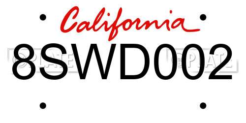 8SWD002 California License Plate