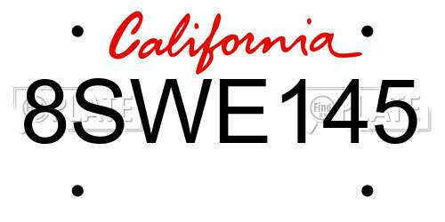8SWE145 California License Plate