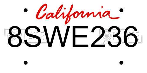 8SWE236 California License Plate
