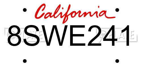 8SWE241 California License Plate